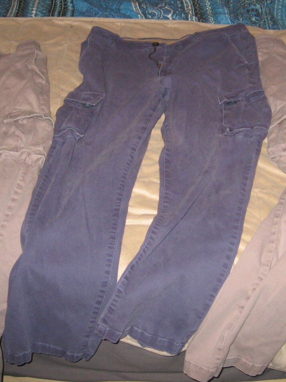 Lot of 3 Comfort Casual by Haband Cargo Work Pants Men's 36 L Beige & Blue